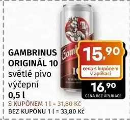 Terno GAMBRINUS ORIGINÁL 10 světlé pivo výčepní 0,5 l nabídka
