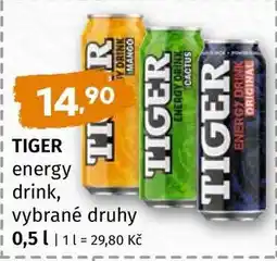Terno TIGER energy drink, vybrané druhy nabídka