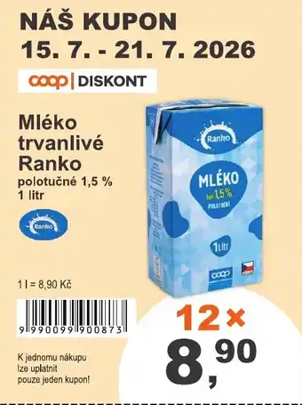 COOP DISKONT Mléko trvanlivé Ranko nabídka