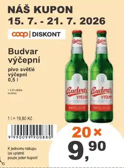 COOP DISKONT Budvar výčepní nabídka