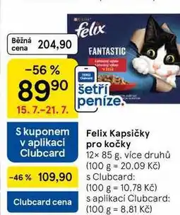 Tesco Felix Kapsičky pro kočky, 12× 85 g, více druhů nabídka