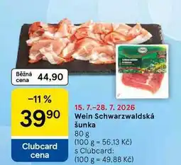Tesco Wein šunka Schwarzwaldská nabídka