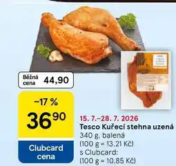 Tesco Tesco Kuřecí stehna uzená, 340 g, balená nabídka