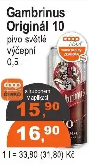 COOP DISKONT Gambrinus Originál 10 pivo světlé výčepní nabídka