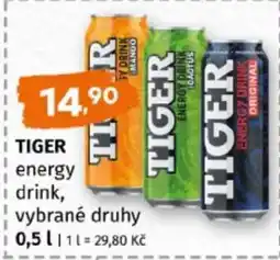Terno TIGER energy drink, vybrané druhy nabídka