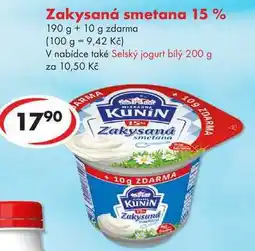 CBA Zakysaná smetana 15 %, 190 g + 10 g zdarma nabídka