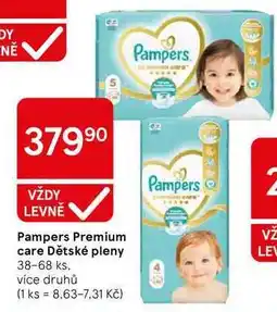 Tesco Pampers Premium care Dětské pleny, 38-68 ks, více druhů nabídka
