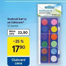 Tesco Vodové barvy se štětcem, 12 barev nabídka
