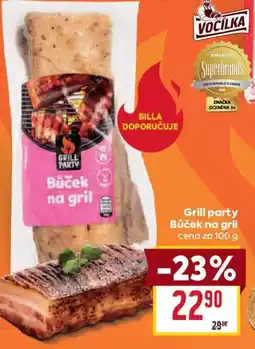 Billa Grill party Bůček na gril nabídka