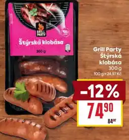 Billa Grill Party Štýrská klobása nabídka