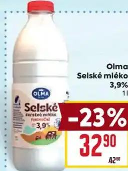 Billa Olma Selské mléko 3,9% nabídka