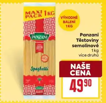 Billa Panzani Těstoviny semolinové nabídka