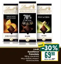 Billa Lindt Excellence Čokoláda nabídka