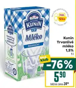 Billa Kunín Trvanlivé mléko 1,5% nabídka