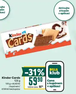 Billa Kinder Cards nabídka