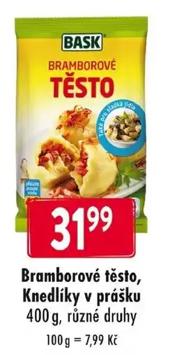 Qanto Bramborové těsto, Knedlíky v prášku nabídka