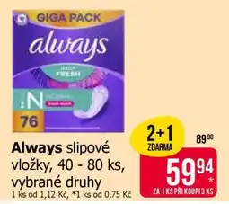Teta Always slipové vložky, 40 - 80 ks, vybrané druhy nabídka