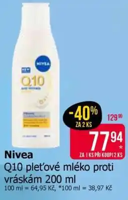 Teta Nivea Q10 pleťové mléko proti vráskám 200 ml nabídka
