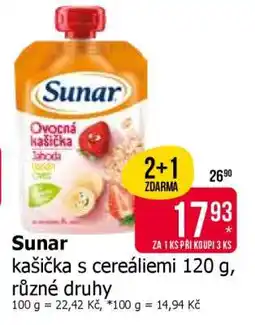 Teta Sunar kašička s cereáliemi 120 g, různé druhy nabídka