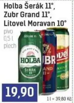 Konzum Holba Šerák 11°, Zubr Grand 11°, Litovel Moravan 10° nabídka