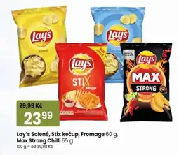 TEMPO Lay's Solené, Stix kečup, Fromage , Max Strong Chilli nabídka