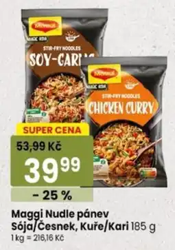 TEMPO Maggi Nudle pánev Sója Česnek, Kuře/Kari nabídka