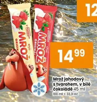 Mrož jahodový s tvarohem, v bílé čokoládě