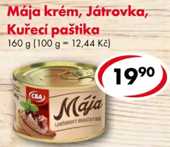 CBA Mája krém, Játrovka, Kuřecí paštika nabídka
