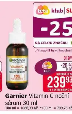 Teta Garnier Vitamin C noční sérum nabídka