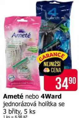 Teta Ameté nebo 4Ward jednorázová holítka se 3 břity, 5 ks nabídka