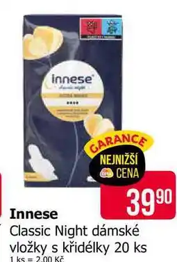Teta Innese Classic Night dámské vložky s křidélky 20 ks nabídka