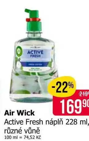 Teta Air Wick Active Fresh náplň 228 ml, různé vůně nabídka
