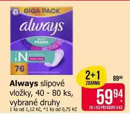 Teta Always slipové vložky, 40 - 80 ks nabídka