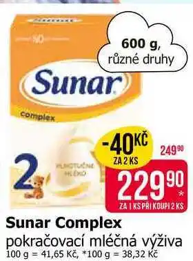 Teta Sunar Complex pokračovací mléčná výživa nabídka