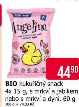 Teta Angelina BIO kukuřičný snack 4x 15 g, s mrkví a jablkem nebo s mrkví a dýní, 60 g nabídka
