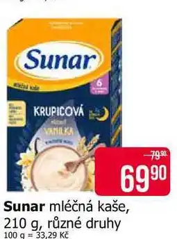 Teta Sunar mléčná kaše, 210 g, různé druhy nabídka