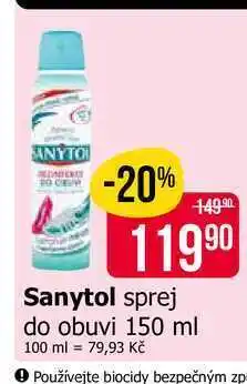 Teta Sanytol sprej do obuvi nabídka