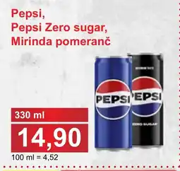 PLUS JIP Pepsi, Pepsi Zero sugar, Mirinda pomeranč nabídka