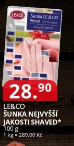 Potraviny CZ LE&CO Šunka nejvyšší jakosti shaved nabídka