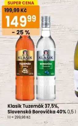 TEMPO Klasik Tuzemák 37,5%, Slovenská Borovička 40% nabídka