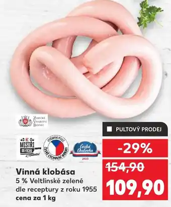 Kaufland Vinná klobása nabídka