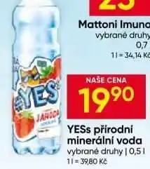 Hruška Yess přírodní minerální voda nabídka
