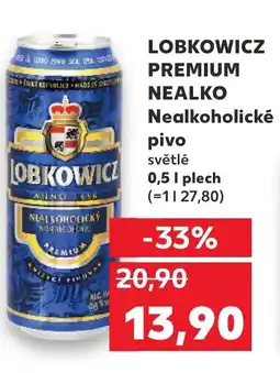 Kaufland LOBKOWICZ PREMIUM NEALKO Nealkoholické pivo světlé nabídka