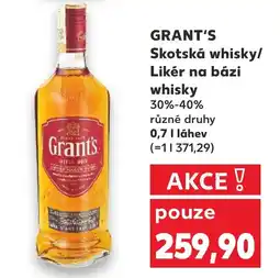 Kaufland GRANT'S Skotská whisky/ Likér na bázi nabídka
