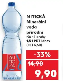 Kaufland MITICKÁ Minerální voda přírodní nabídka