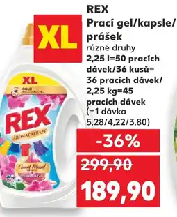 Kaufland REX Prací gel/kapsle/ prášek nabídka