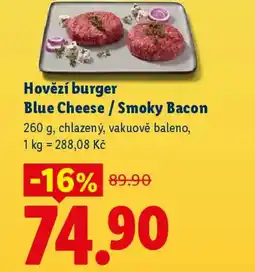 Lidl Hovězí burger Blue Cheese/Smoky Bacon nabídka