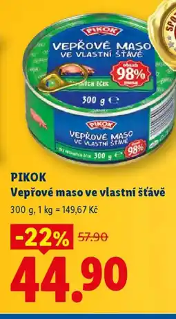 Lidl PIKOK Vepřové maso ve vlastní šťávě nabídka