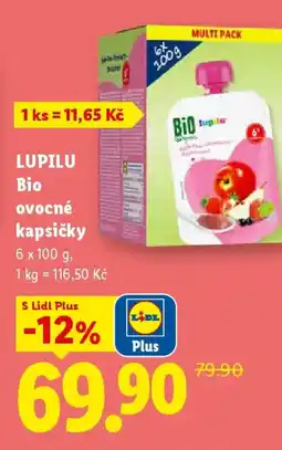 Lidl LUPILU Bio ovocné kapsičky nabídka