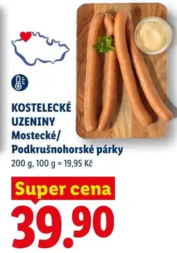 Lidl KOSTELECKÉ UZENINY Mostecké/ Podkrušnohorské párky nabídka